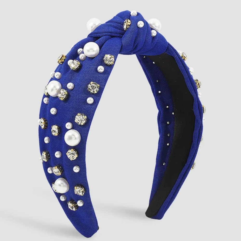 Ocean Blue Faux Pearl Headband